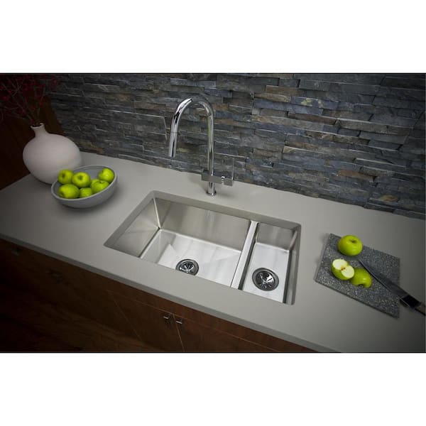 Crosstown 32 in. Undermount Double Bowl 16-Gauge Stainless Steel Kitchen Sink Only