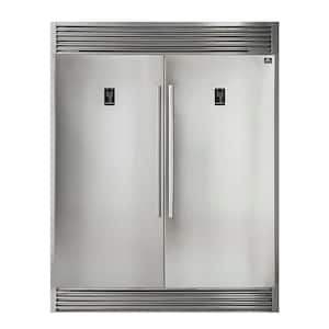 60 in.W 27.6cu.ft. Free Standing Side by Side Style 2-Doors Refrigerator, Freezer in Stainless Steel w/ Decorative Grill
