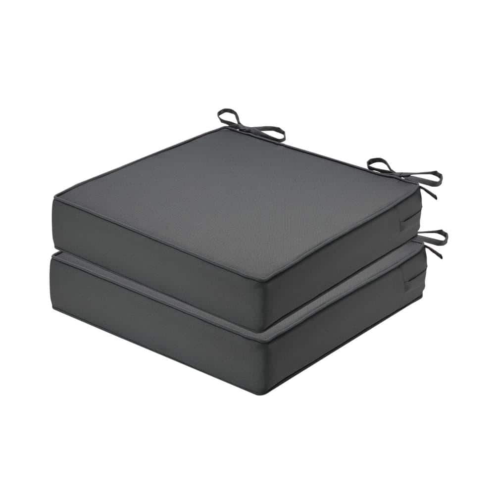 2 Pack Square 4 Inch Thick High Density Foam Dark Gray Outdoor Patio Chair Cushions with Attachment Ties price history on PriceWatchPro