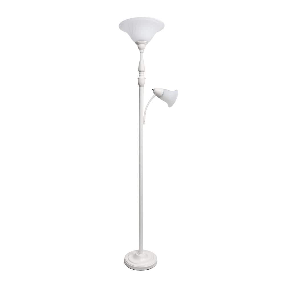 Lalia Home 71 in. White Torchiere Floor Lamp with 1 Reading Light and ...