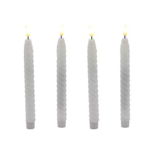 Battery Operated Twisted Wax Candles with 3D Wick Flame - Set of 4