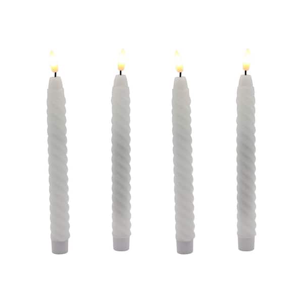 LUMABASE Battery Operated Twisted Wax Candles with 3D Wick Flame - Set of 4