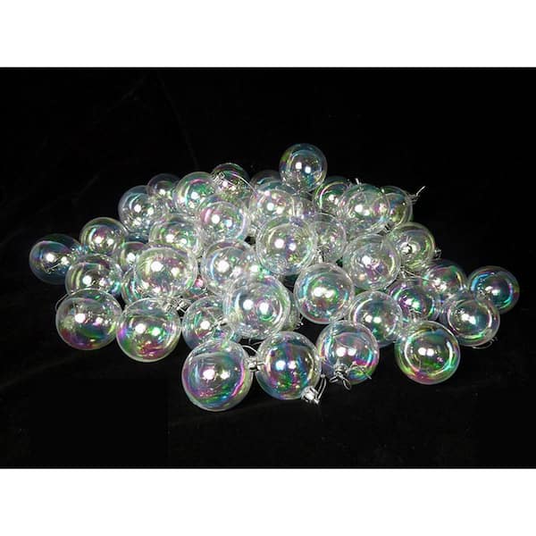 Northlight Clear Iridescent Shatterproof Christmas Ball Ornaments  (60-Count) 31754338 - The Home Depot