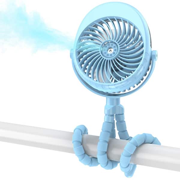 panergy 2500mAh Battery Powered Personal Misting Fan in Blue, with Flexible Tripod, 3 Speed 270° & 360° Rotatable
