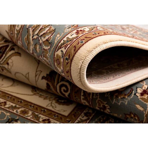 Majestic Cream Blue 2 ft. 3 in. x 12 ft. Traditional Runner Area Rug Transitional