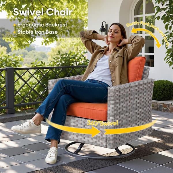 JOYSIDE 5-Piece Wicker Patio Outdoor Conversation Rocking