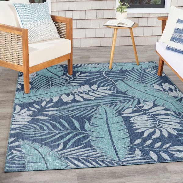 Garden Oasis Navy 5 ft. x 7 ft. Nature-inspired Contemporary Area Rug