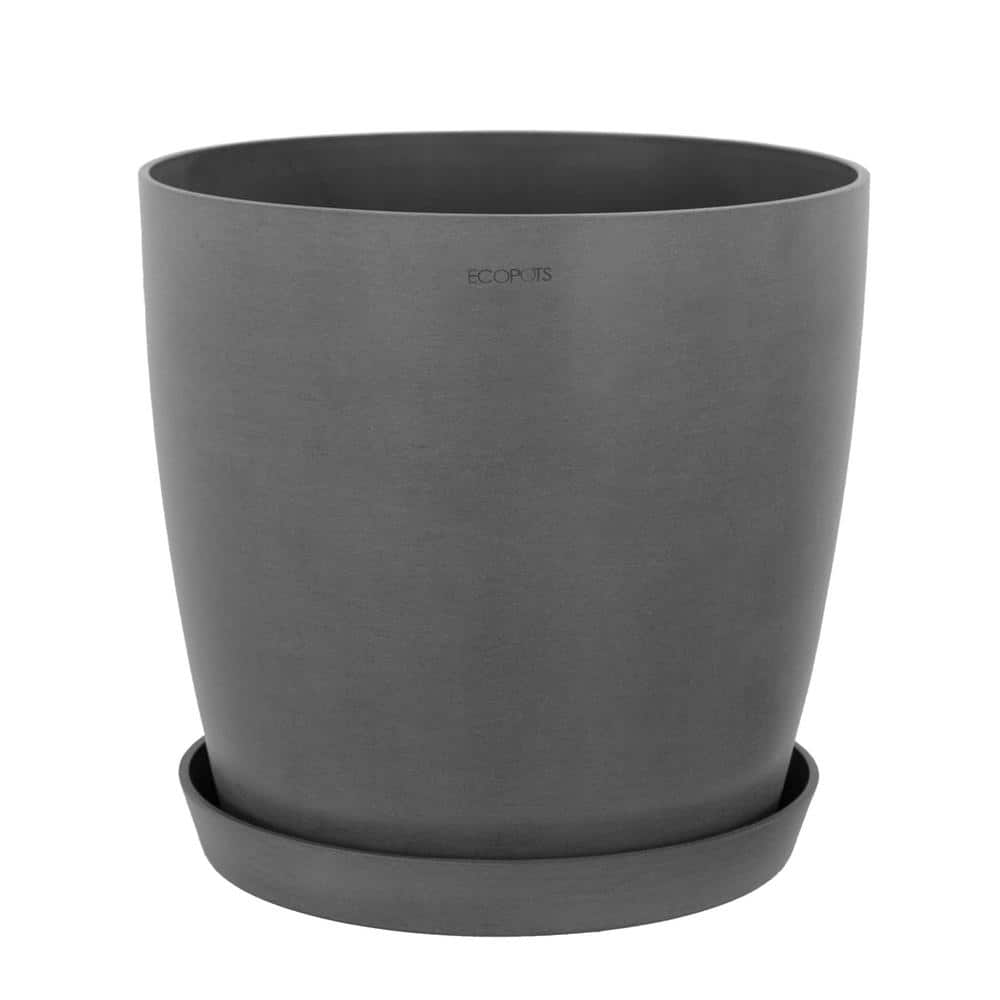 O ECOPOTS BY TPC Miami 10 in. Gray Premium Sustainable Plastic Planter with  Saucer MIAMI10GRY - The Home Depot | Pflanzkübel