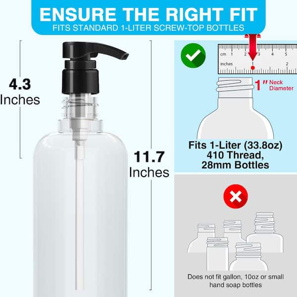 Phewnyzo Shampoo and Conditioner Pump Dispenser 4 Pack Fits 33.8