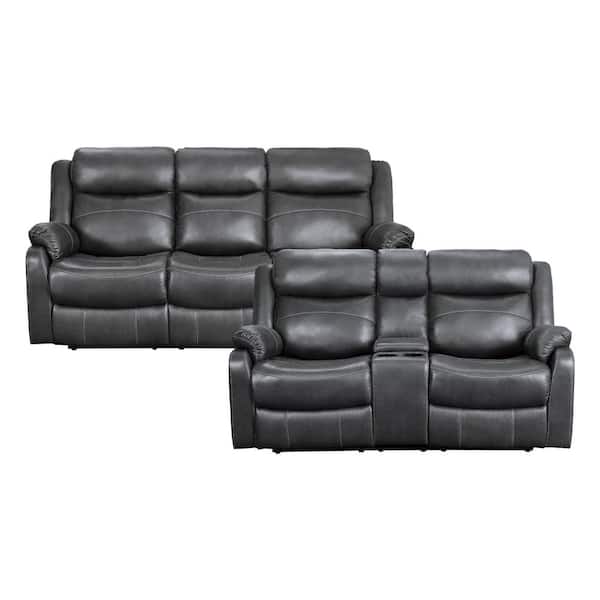 EVERGLADE HOME Goby 152 in. W Round Arm Microfiber Rectangle Sofa in Gray