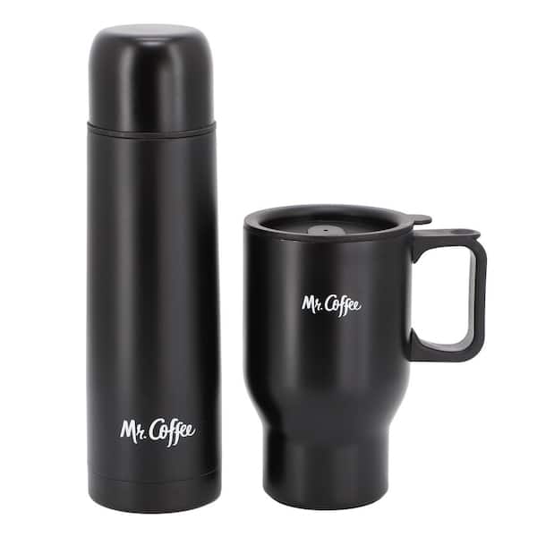 Mr. Coffee Javelin 2 Piece Stainless Steel Thermal Bottle and 13.5 oz. Travel Mug Set in Black