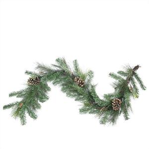 6 ft. x 14 in. Unlit Artificial Mixed Pine with Pine Cones and Gold Glitter Christmas Garland
