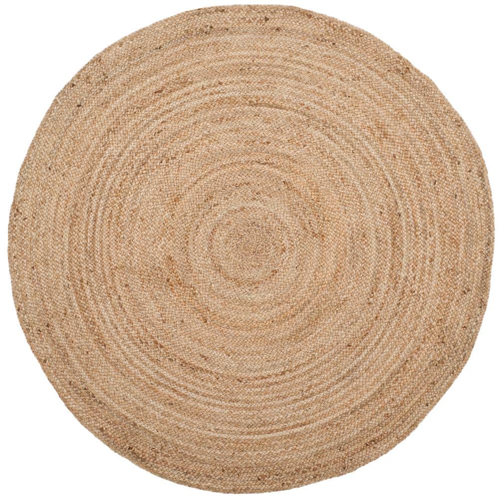 Natural Fiber Beige 8 ft. x 8 ft. Round Border Area Rug