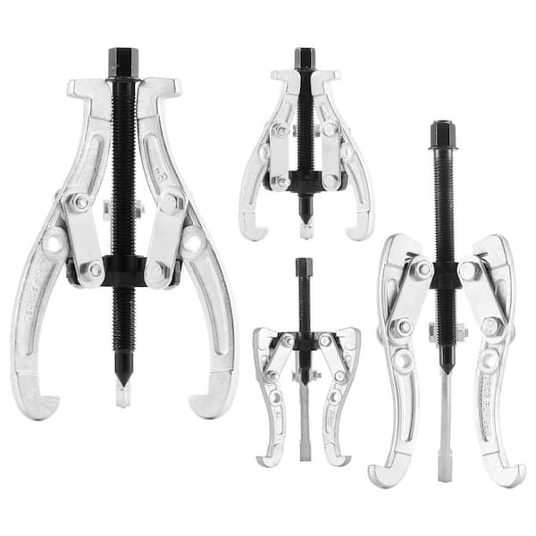 Gear Puller Set, 3/4/6/8 in. 3-Jaw Bearing Puller with Reversible Jaws, 2/3-Jaw Pulley Puller, 4 - Piece Heavy-Duty Kit
