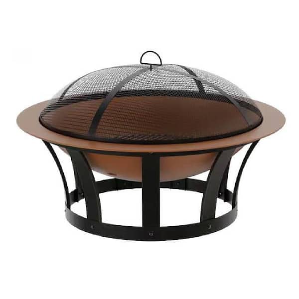 Valencia 36 in. Copper Steel Wood Outdoor Fire Pit with Removable Tabletop and Fire Screen