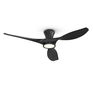 R3 52 in. Indoor Ceiling Fan with Light and Remote, Flush Mount Low Profile,Quiet Reversible DC Motor, 3 CCT Light,Black