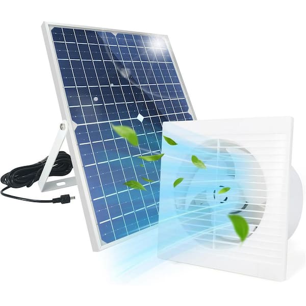 8 in. Solar Powered Exhaust Fan with 220CFM for Greenhouse, Shed, Garage, Attic, Barn, Workshop