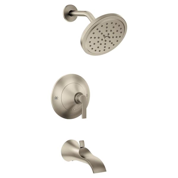 MOEN Doux Posi-Temp 1-Handle Tub and Shower Faucet Trim Kit in Brushed Nickel Valve Not Included