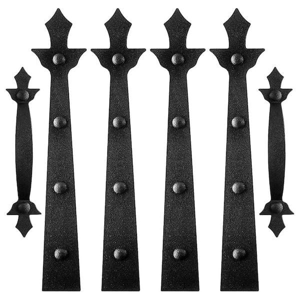 Decorative Magnetic Garage Door Hardware Set ABS Material Faux Hinges and Handles Black 6 Piece
