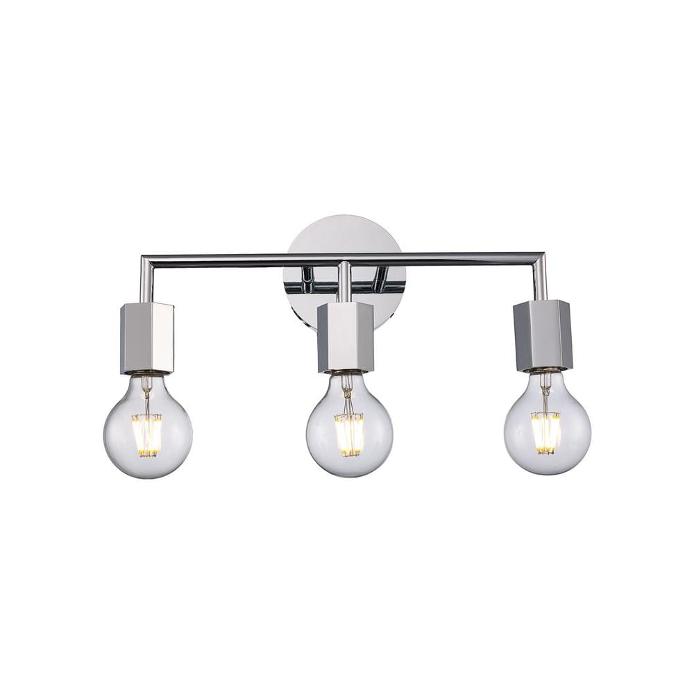 16" Classic Chrome Industrial Vanity Light, Dimmable, Direct Wired