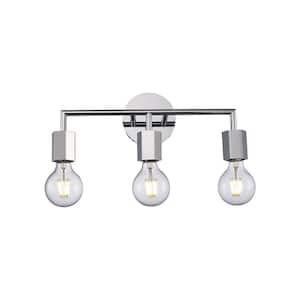 Placerville 16 in. 3-Light Polished Chrome Bathroom Vanity Light Fixture with Geometric Socket