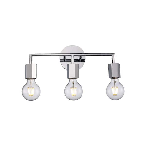 Bel Air Lighting Placerville 16 in. 3-Light Polished Chrome Bathroom Vanity Light Fixture with Geometric Socket