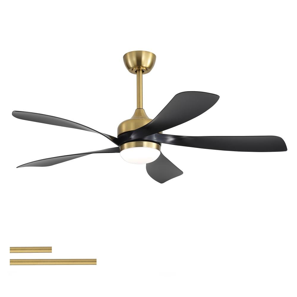 "52"" Ceiling Fan Matte Black ABS Body Gold Blades Reversible 6 Speeds Remote" price history on PriceWatchPro