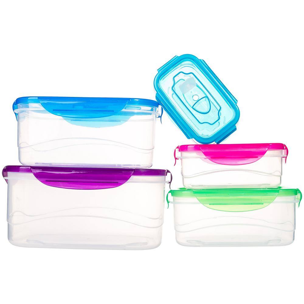 Multicolor BPA-Free Plastic Food Storage Container Set with Locking Lids