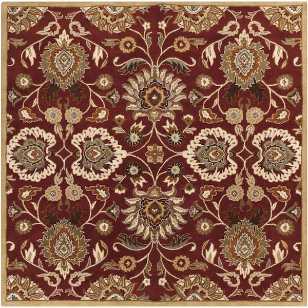 Livabliss Cambrai Burgundy 8 ft. x 8 ft. Indoor Square Area Rug