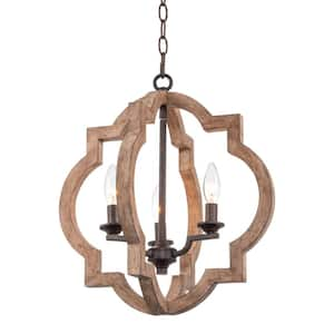 Roman 60-Watt 3-Light Rustic Bronze Farmhouse Pendant Light, No Bulb Included