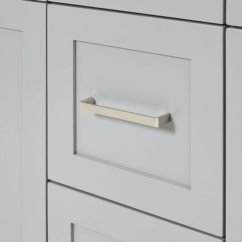 Hamlet 60" Gray Double Freestanding Vanity Cabinet with Nickel Hardware