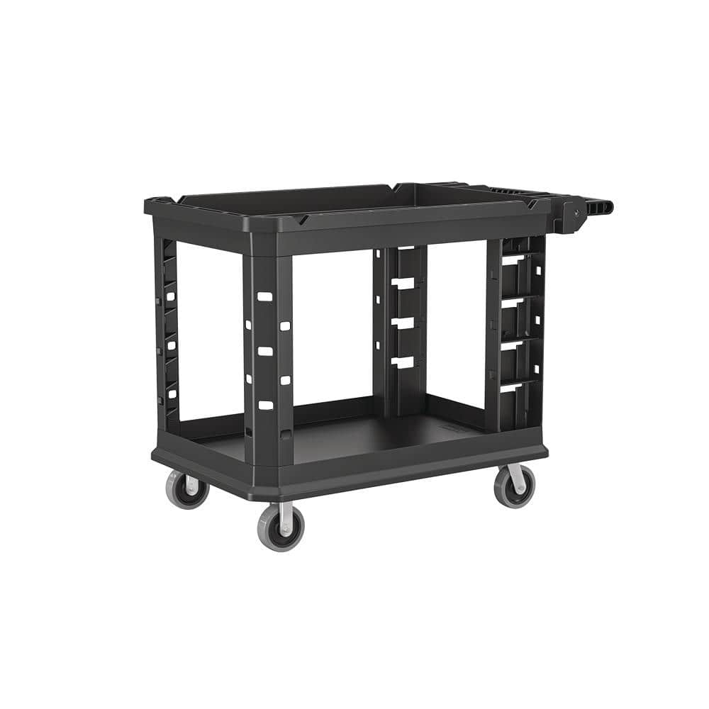 Suncast Commercial 3-Shelf Service Cart, Black-Silver RC2030