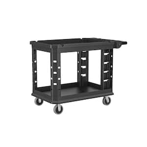 Standard Duty 26.6 in. 2-Shelf Utility Cart in Black
