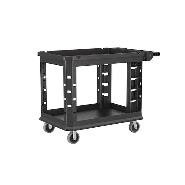 Suncast Commercial Standard Duty 26.6 in. 2-Shelf Utility Cart in Black