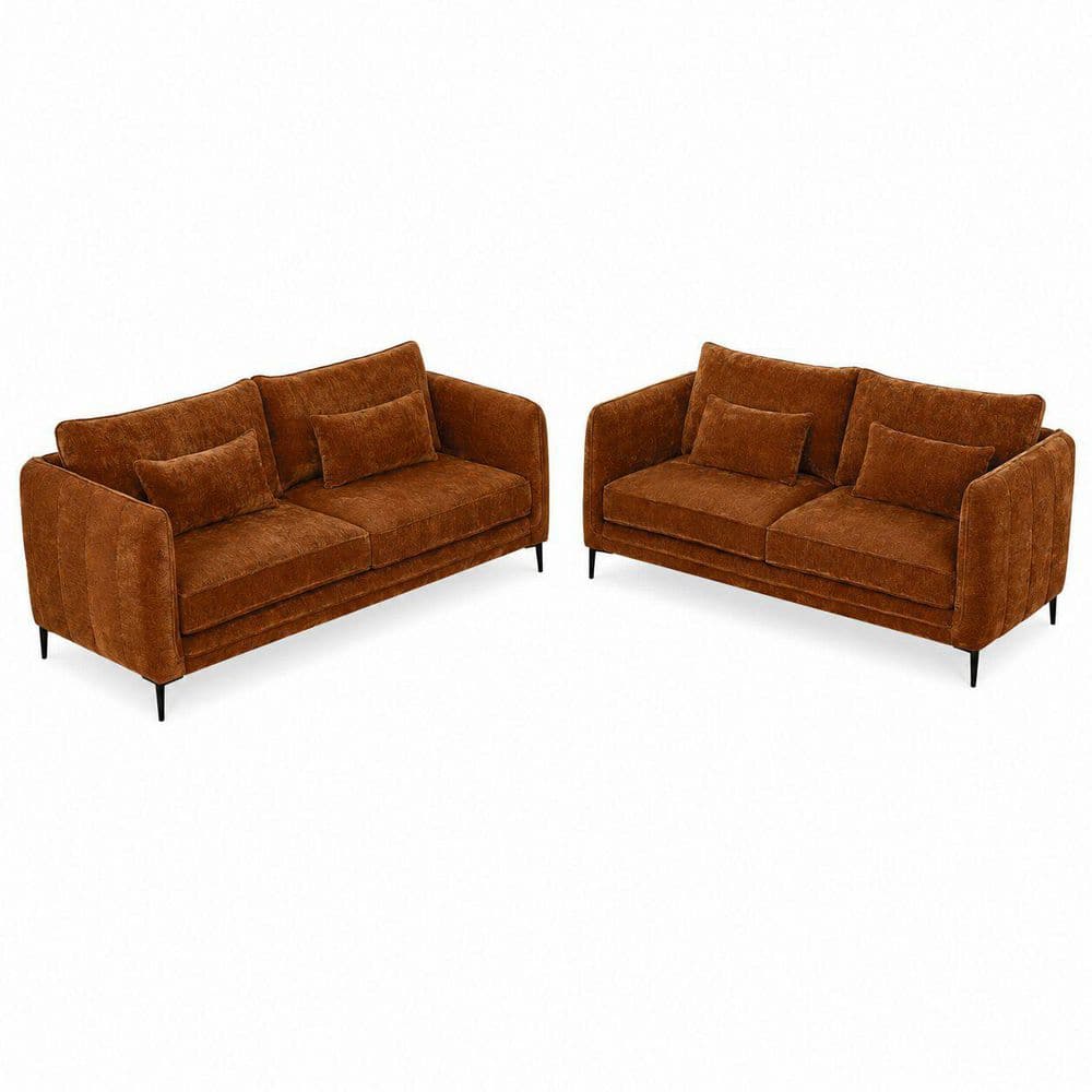 Modern 2-Piece Caramel Chenille Upholstered 6-Seater Living Room Set with Metal Legs price history on PriceWatchPro