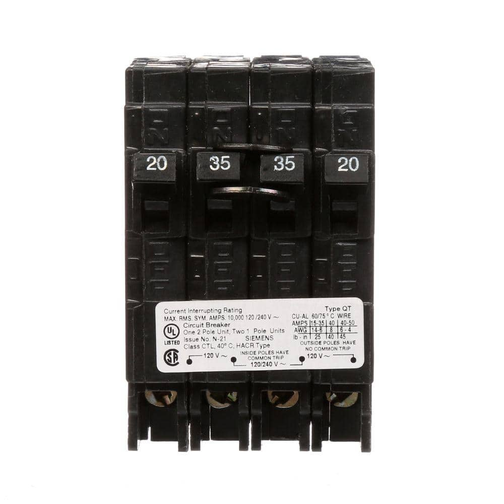 Siemens 35 Amp Double-Pole and (2) 20 Amp Single-Pole Type QT Triplex Circuit Breaker