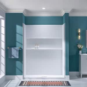 60 in. W x 77.25 in. H x 32 in. D 4-Piece Glue Up Alcove Shower Wall Surround with Built-In Shelf in Matte White