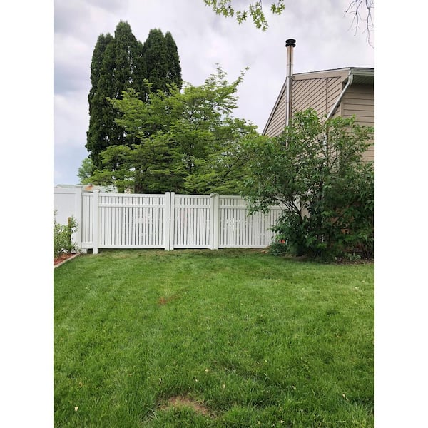 Huntington 3.8 ft. x 5 ft. White Vinyl Semi-Privacy Fence Gate Kit