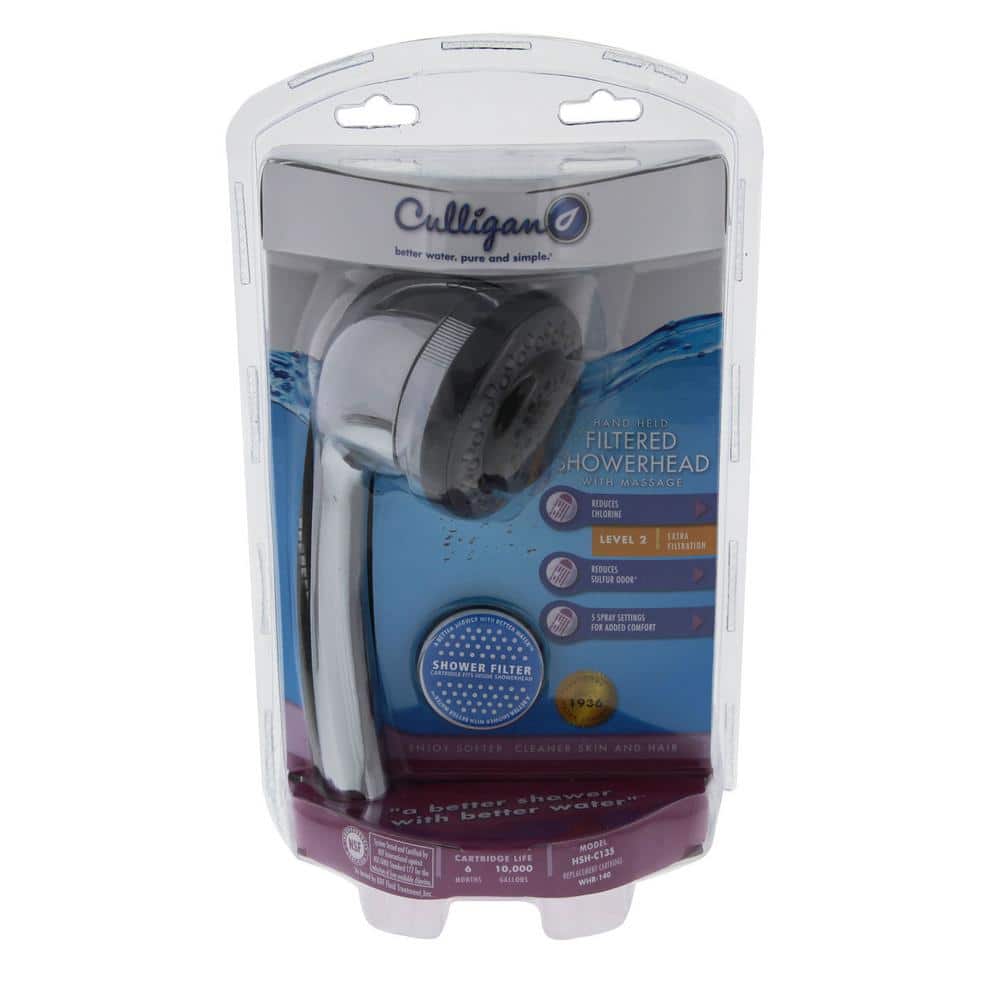 Chrome Handheld Showerhead with Filter and 5 Spray Settings
