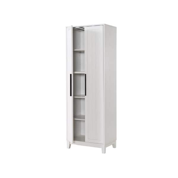 Home Source Display Storage Cabinet in White with Glass Doors