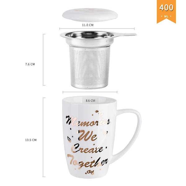 LOVECASA Assorted Colors Large Infuser Mugs Lid and Stainless Steel  Tea-for-One Perfect Set for Office and Home Use Golden Letter LC-MUG-015 -  The Home Depot