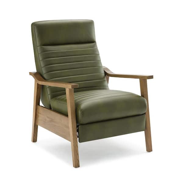 Unbranded Arthur Vintage Green Faux Leather Stationary Push Back Recliner