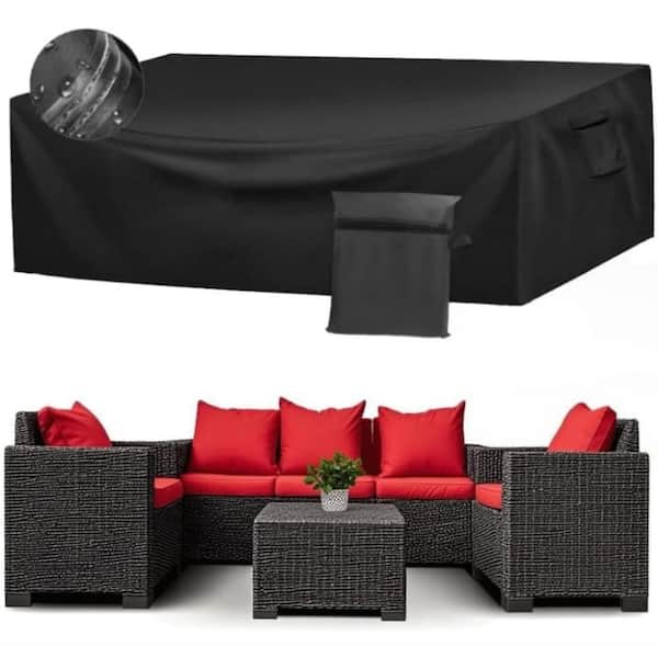 OVCRNIBI Outdoor Furniture Cover, Waterproof, Sofa Table Cover, Tear Resistant, 126 in. L x 63 in. W x 28 in. H, Black