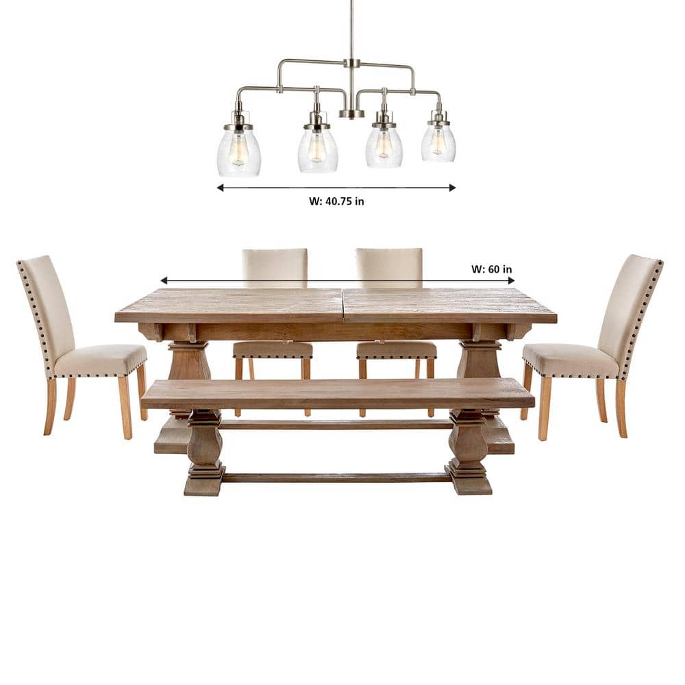 Belton Brushed Nickel 4-Light Island Pendant with Clear Seeded Glass