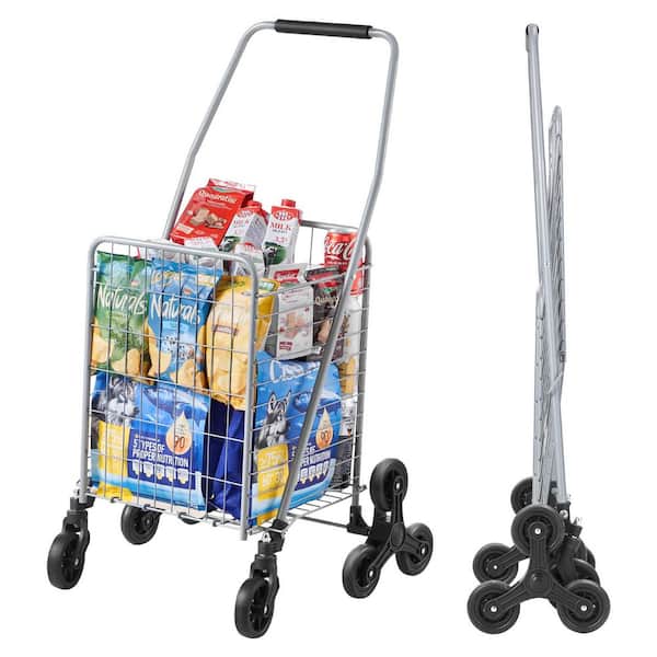 Grocery Shopping Cart, 45L Stair Climbing Cart with 360° Rolling Swivel Wheels, Stair Climber Utility Cart, 88 lb.