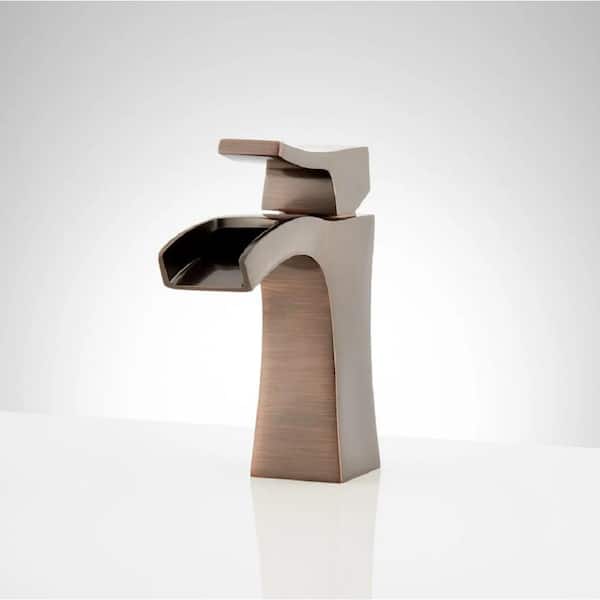 SIGNATURE HARDWARE Vilamonte Single Handle Mid Arc Single Hole Bathroom Faucet with Spot Resistant in Oil Rubbed Bronze