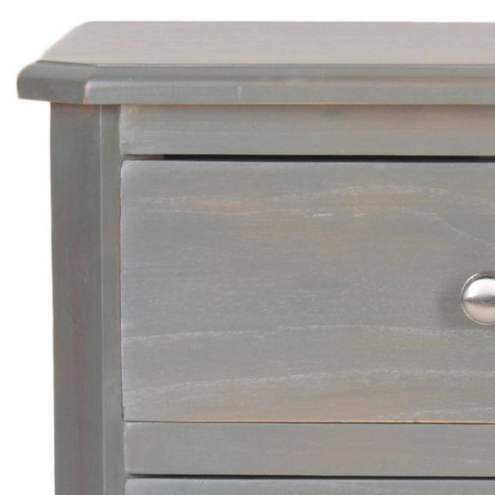 Transitional Ash Grey Elm Wood End Table with 3 Drawers
