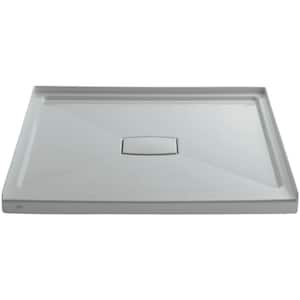 Archer 48 in. L x 48 in. W Alcove Shower Pan Base with Center Drain and Removable Drain Cover in Ice Grey
