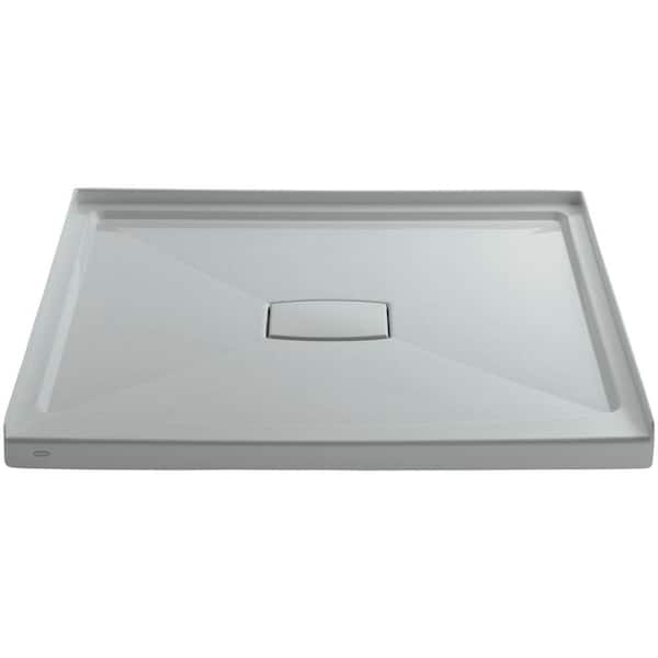 KOHLER Archer 48 in. L x 48 in. W Alcove Shower Pan Base with Center Drain and Removable Drain Cover in Ice Grey