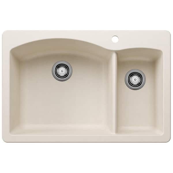 Blanco DIAMOND 33 in. Drop-In/Undermount Double Bowl Soft White Granite Composite Kitchen Sink